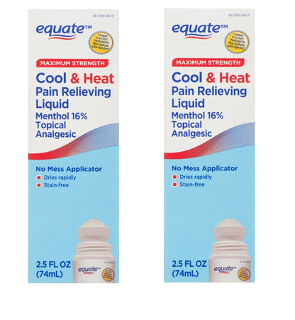 Equate Maximum Strength Cool & Heat, Equate Cool & Heat Pain Relief, Joint Pain Relief, 2.5 fl. oz, Pack of 2 - Maple Wellness Supplements