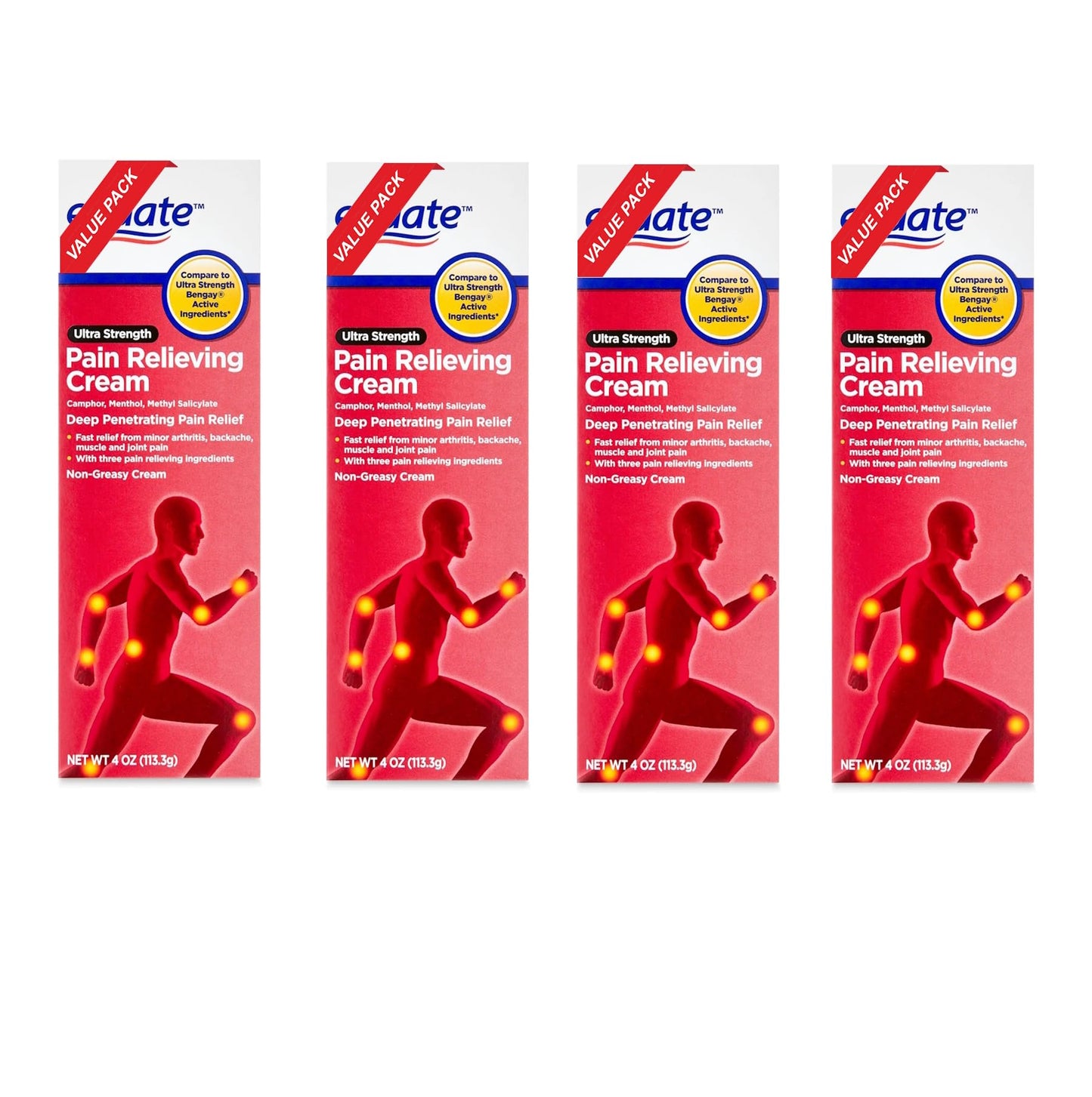 Equate Ultra Strength Pain Relieving Cream, Equate Ultra Strength Pain Relieving Cream Muscle Rub, 4 oz, Pack of 4 - Maple Wellness Supplements