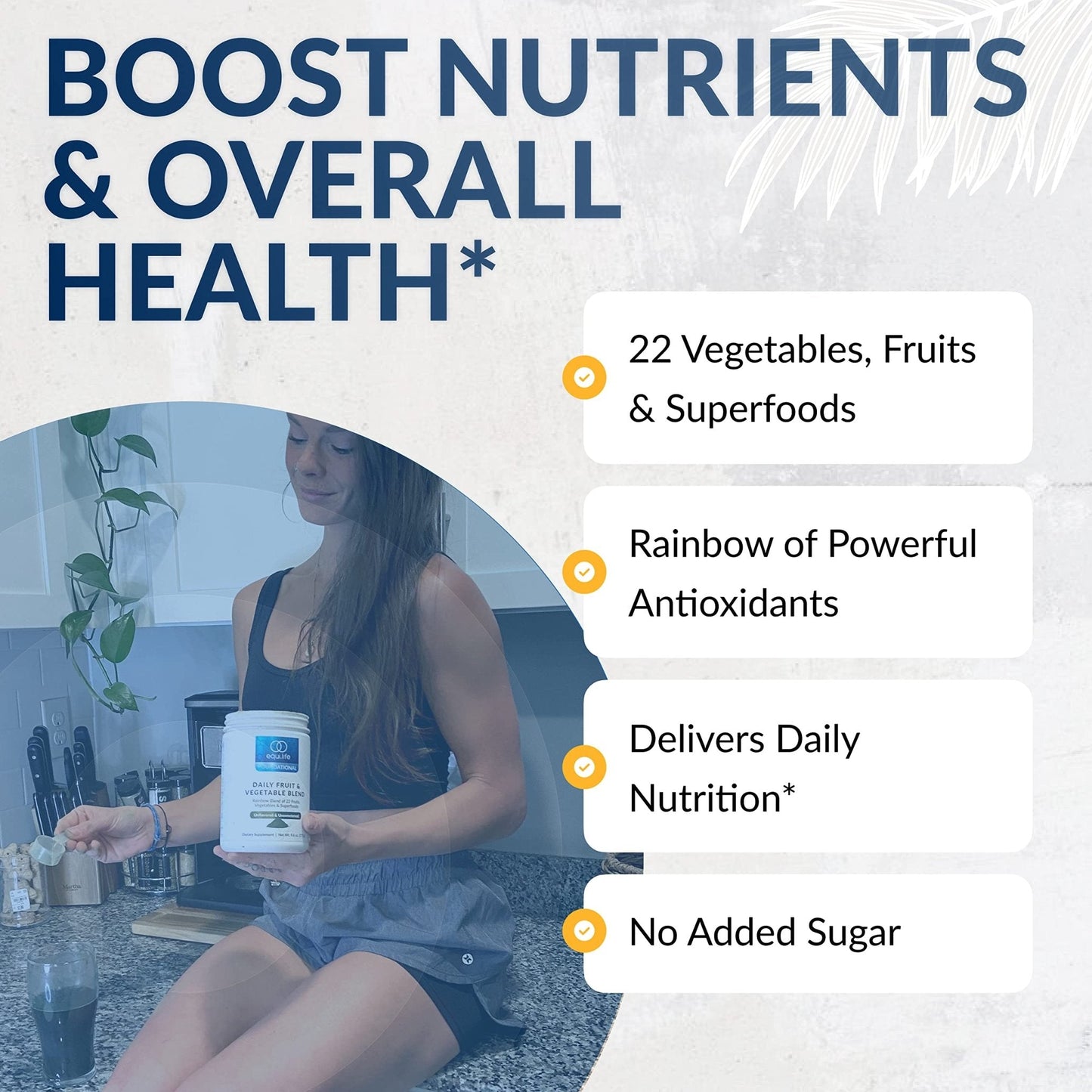 Equilife Daily Fruit & Vegetable Blend, Superfood Antioxidant Supplement, Crisp Apple Flavor with Vitamin C, Fiber, and 9 Essential Amino Acids, Supports Energy, Low Sugar, Vegan, 30 Servings Tub - Maple Wellness Supplements