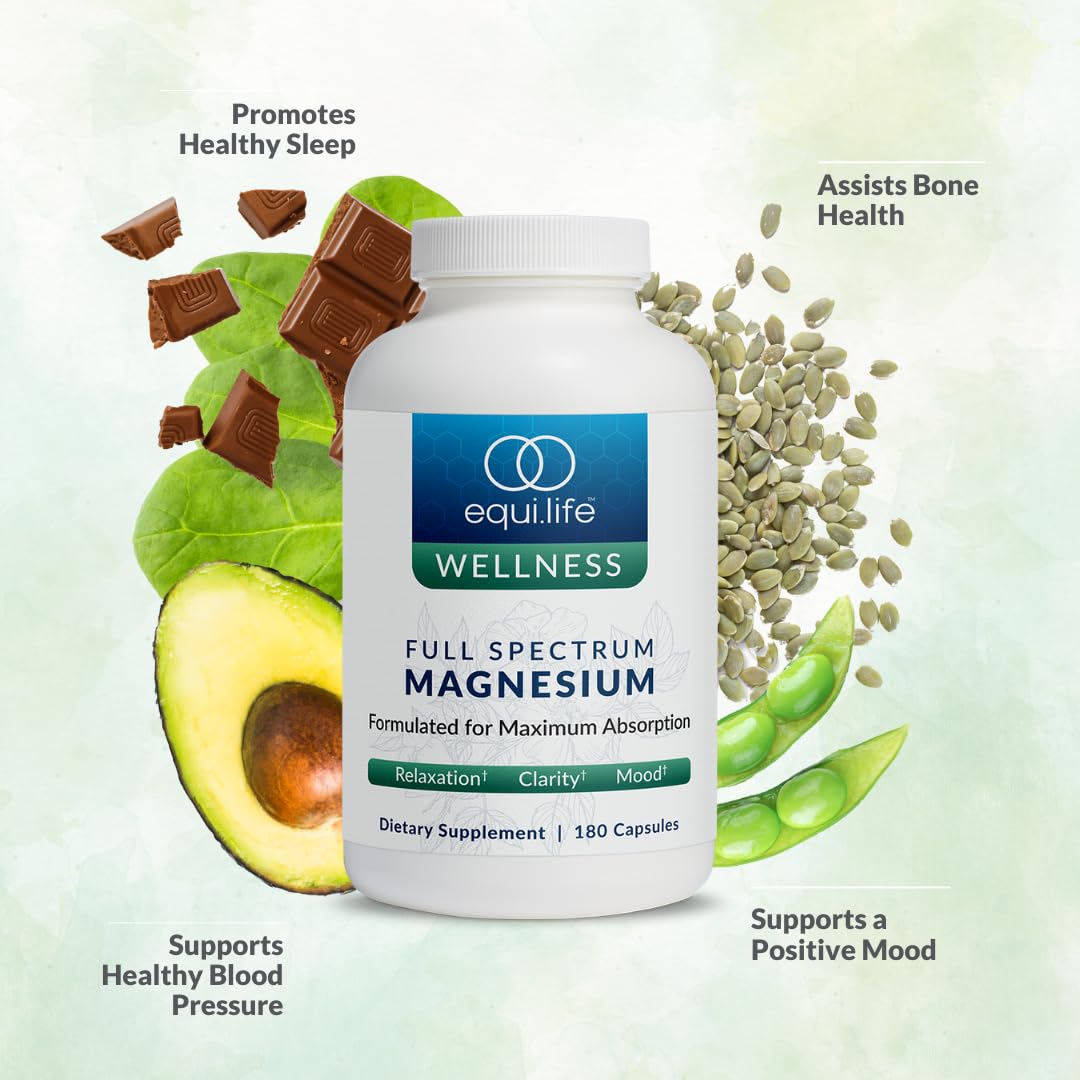 Equilife Full Spectrum Magnesium Supplement, Magnesium Glycinate, Citrate, & Malate, Bioavailable Mineral Blend, Dairy, Soy, & Gluten Free - Maple Wellness Supplements