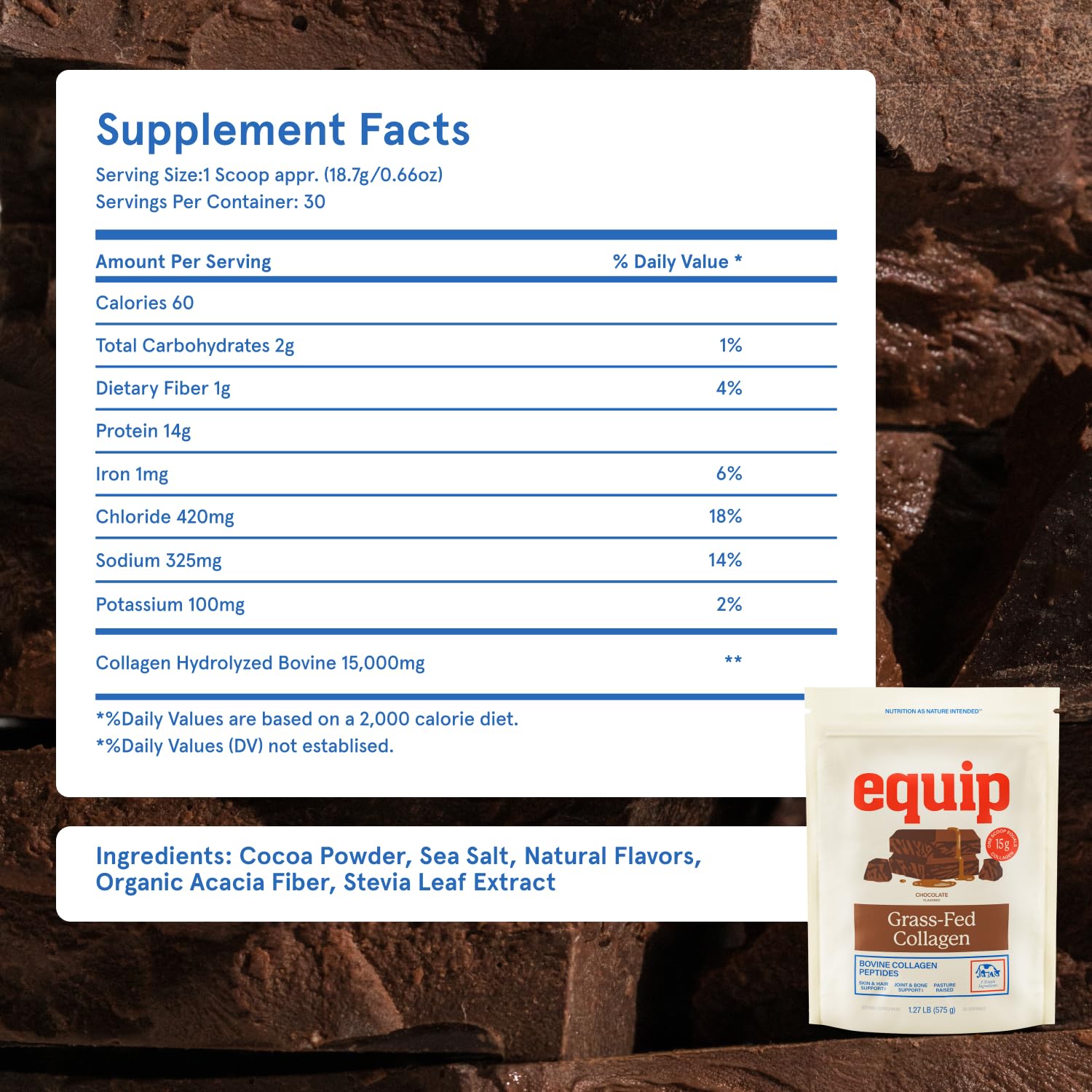 Equip Foods Grass Fed Collagen Powder | Hydrolyzed Bovine Collagen Peptides with Amino Acids | Prime Beef Collagen for Healthy Joints, Skin & Nails | Non-GMO, Paleo Friendly | 30 Servings, Chocolate - Maple Wellness Supplements