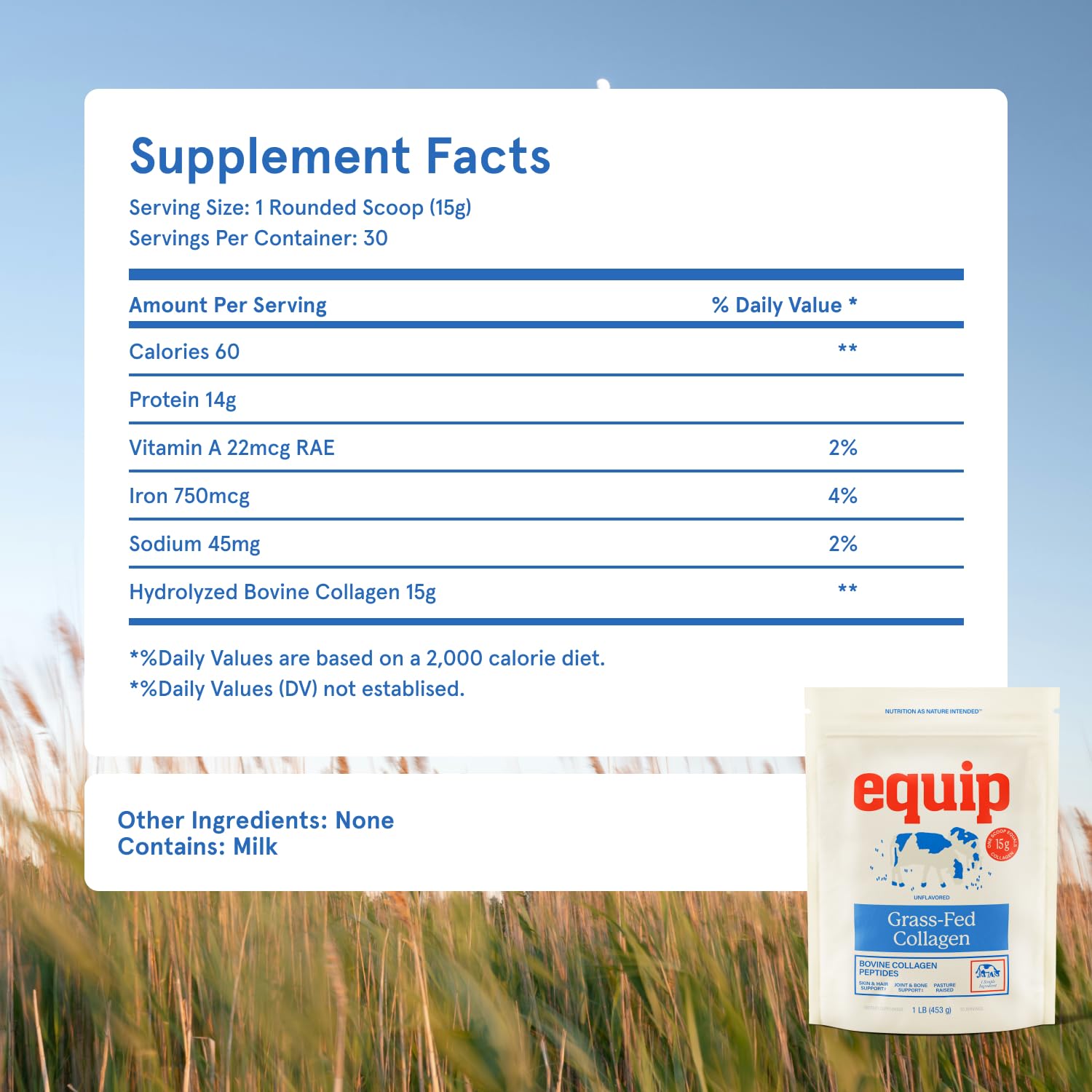 Equip Foods Grass Fed Collagen Powder | Hydrolyzed Bovine Collagen Peptides with Amino Acids | Prime Beef Collagen for Healthy Joints, Skin & Nails | Non-GMO, Paleo Friendly - Maple Wellness Supplements
