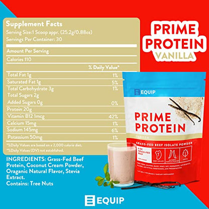 Equip Foods Prime Protein - Grass Fed Beef Protein Powder Isolate - Gluten Free Carnivore - Maple Wellness Supplements