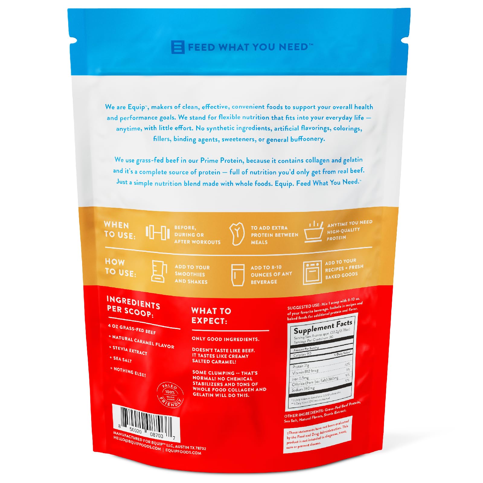 Equip Foods Prime Protein - Grass Fed Beef Protein Powder Isolate - Paleo and Keto - Maple Wellness Supplements
