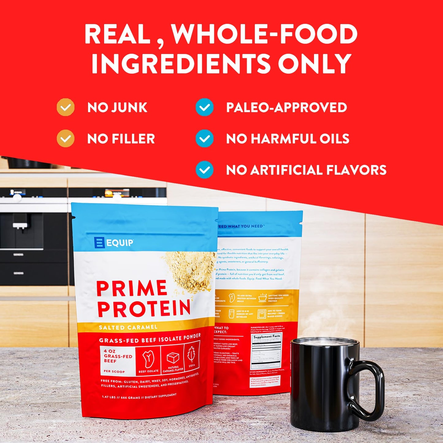 Equip Foods Prime Protein - Grass Fed Beef Protein Powder Isolate - Paleo and Keto - Maple Wellness Supplements