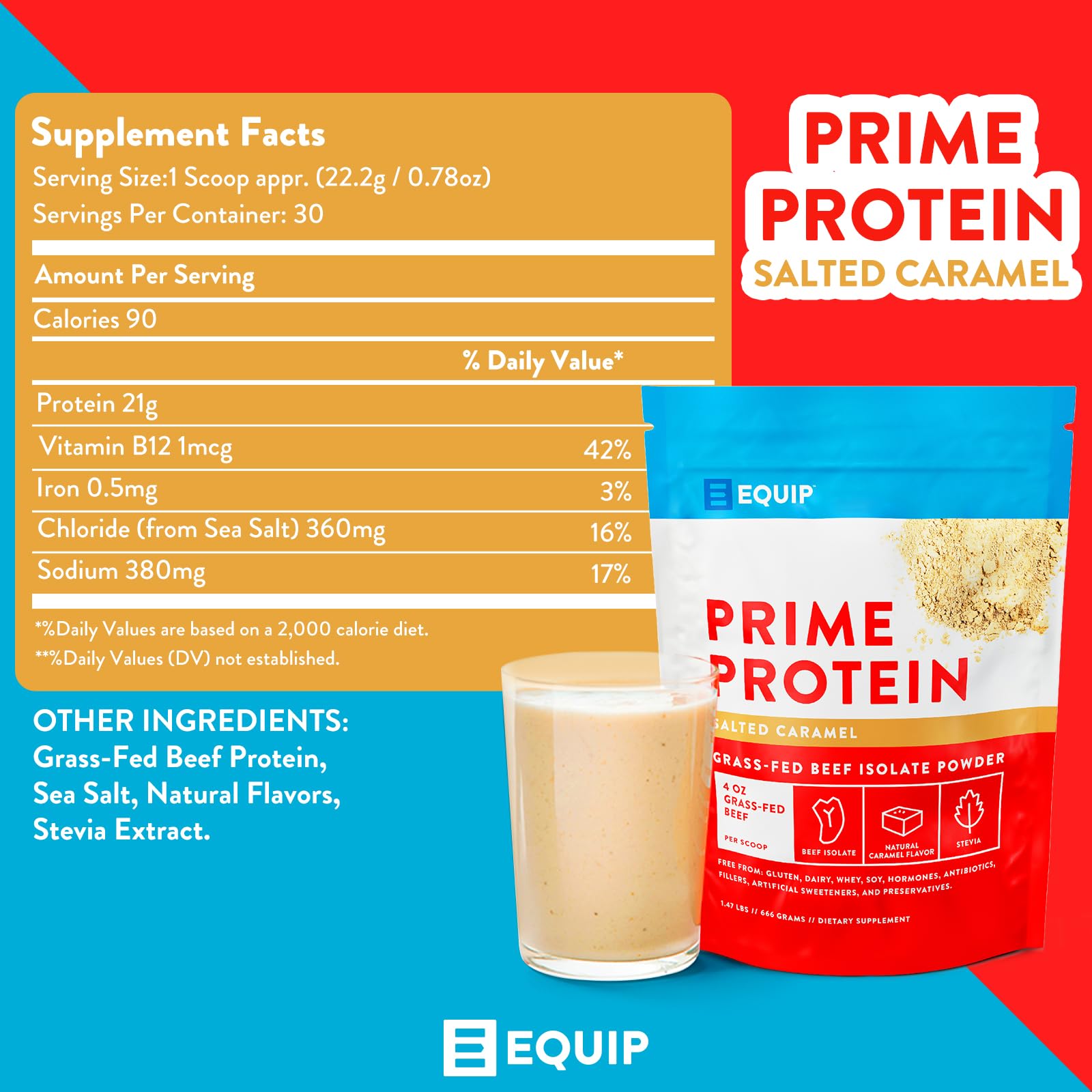 Equip Foods Prime Protein - Grass Fed Beef Protein Powder Isolate - Paleo and Keto - Maple Wellness Supplements