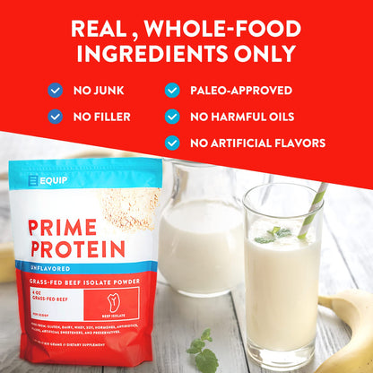 Equip Foods Prime Protein - Grass Fed Beef Protein Powder Isolate - Paleo and Keto Friendl - Maple Wellness Supplements