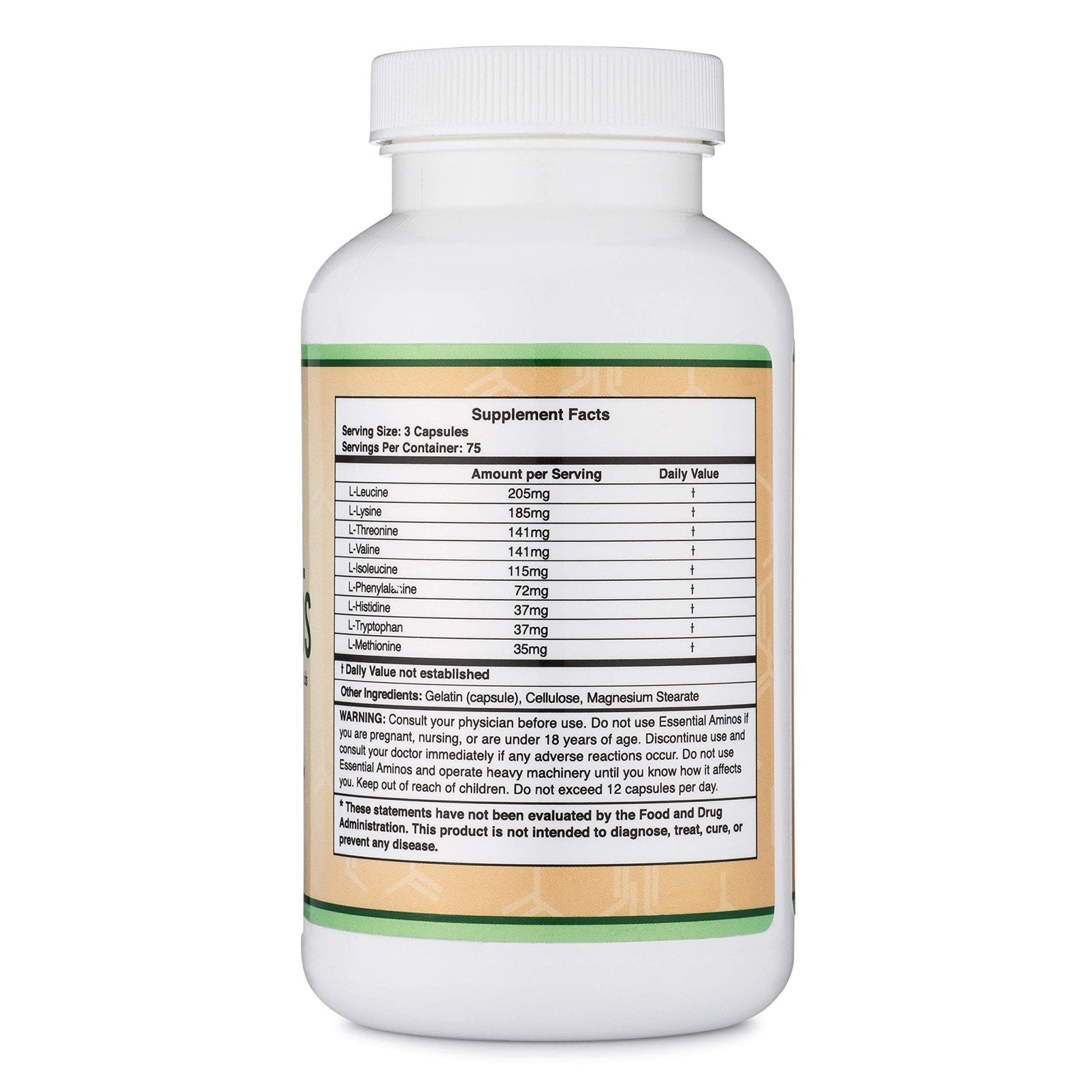 Essential Amino Acids - 1 Gram Per Serving Powder Blend of All 9 Essential Aminos (EAA) and All Branched-Chain Aminos (BCAAs) (Leucine, Isoleucine, Valine) 225 Capsules - Maple Wellness Supplements