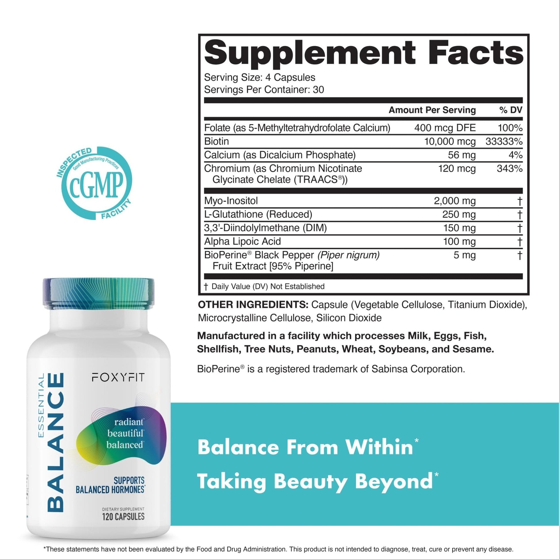 Essential Balance Hormonal Support and Vitamin Supplement for Women by Foxy Fit – Antioxidant, Healthy Skin & Hair for Daily Use* (30 Servings) - Maple Wellness Supplements