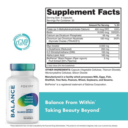 Essential Balance Hormonal Support and Vitamin Supplement for Women by Foxy Fit – Antioxidant, Healthy Skin & Hair for Daily Use* (30 Servings) - Maple Wellness Supplements