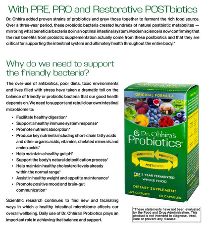 Essential Formulas Dr. Ohhira’s Probiotics Original Formula with 3 Year Fermented Prebiotics, Live Active Probiotics and The only Product with Postbiotic Metabolites, 60 Capsules - Maple Wellness Supplements