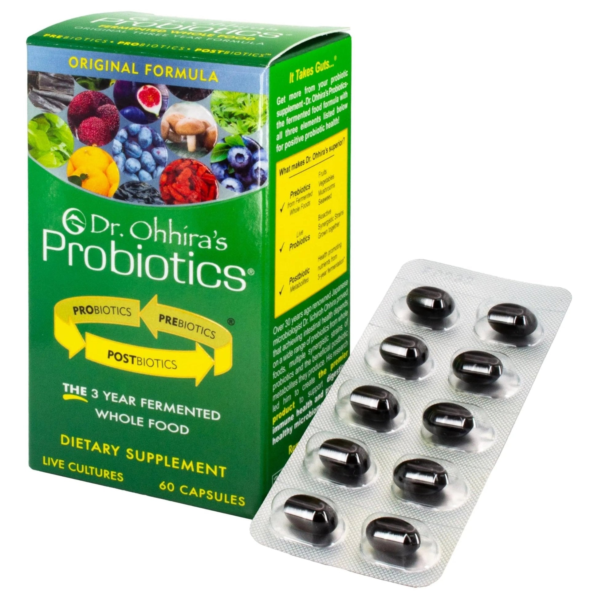 Essential Formulas Dr. Ohhira’s Probiotics Original Formula with 3 Year Fermented Prebiotics, Live Active Probiotics and The only Product with Postbiotic Metabolites, 60 Capsules - Maple Wellness Supplements
