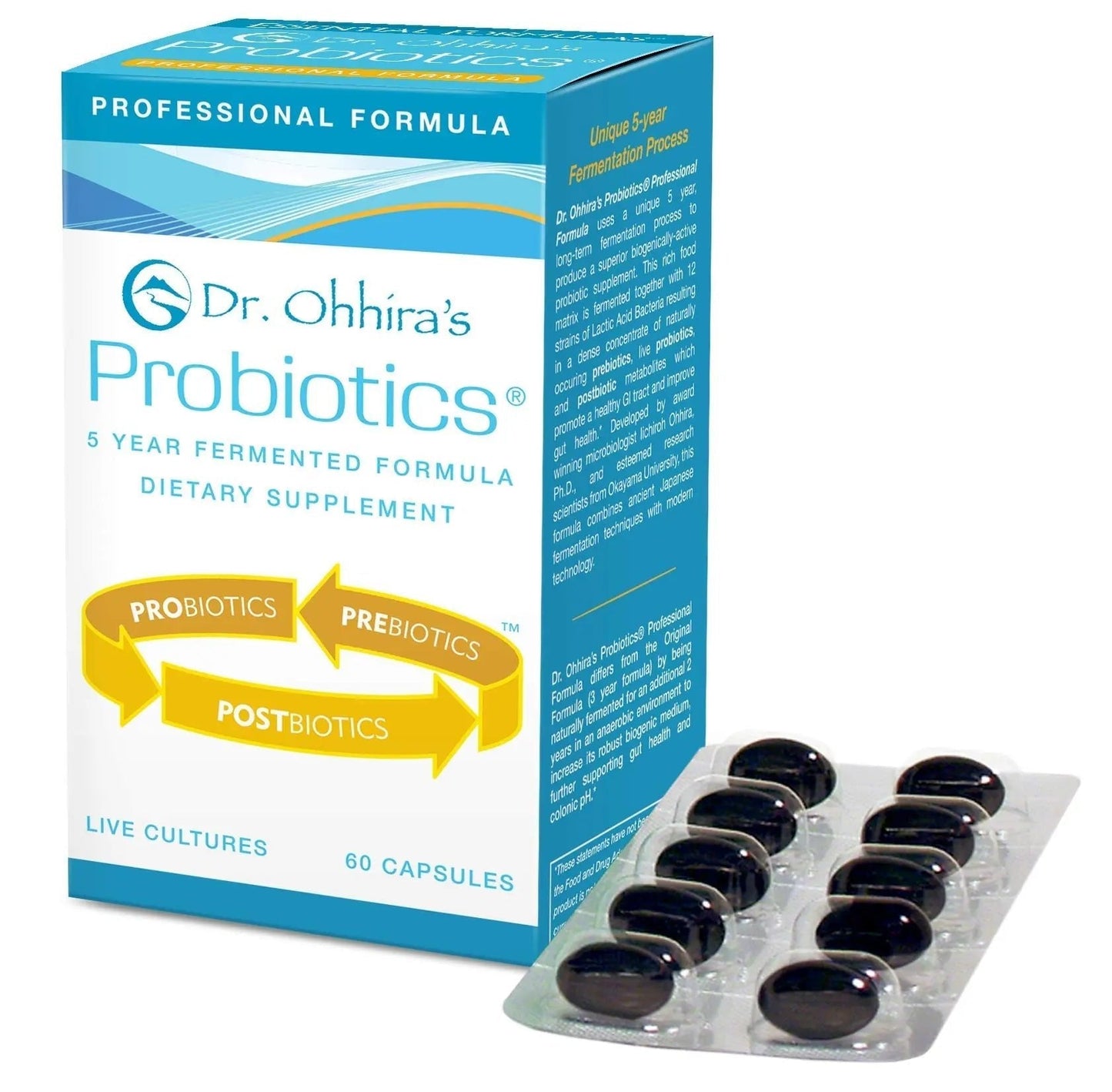 Essential Formulas Dr. Ohhira’s Probiotics Professional Formula with 5 Year Fermented Prebiotics, Live Active Probiotics and The only Product with Postbiotic Metabolites, 60 Capsules - Maple Wellness Supplements