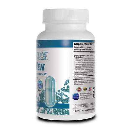 Essential Source TriActive Biotics for Men - Probiotic Capsules, 30 Billion CFU with Prebiotics & Blue Spirulina, Shelf Stable, Allergen Free, Digestive & Immune Support, 30 Count - Maple Wellness Supplements