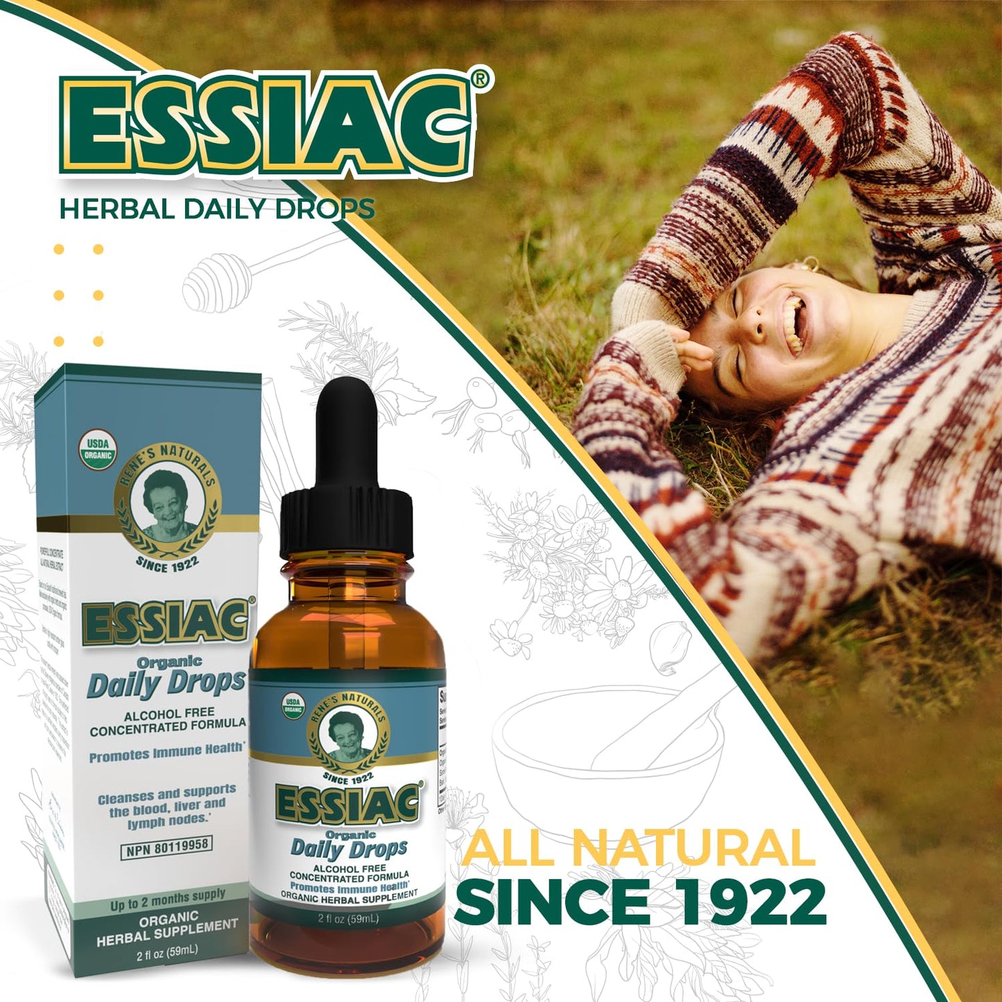 Essiac All-Natural Tea Powder & Organic Wild-Crafted Daily Drops | Detoxify Liver, Blood & Lymph Node - Maple Wellness Supplements
