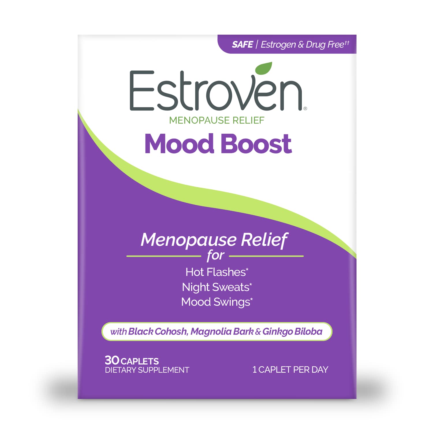 Estroven Mood Boost for Menopause Relief, Helps Reduce Hot Flashes & Night Sweats, Helps Manage Mood Swings, 30 Count - Maple Wellness Supplements