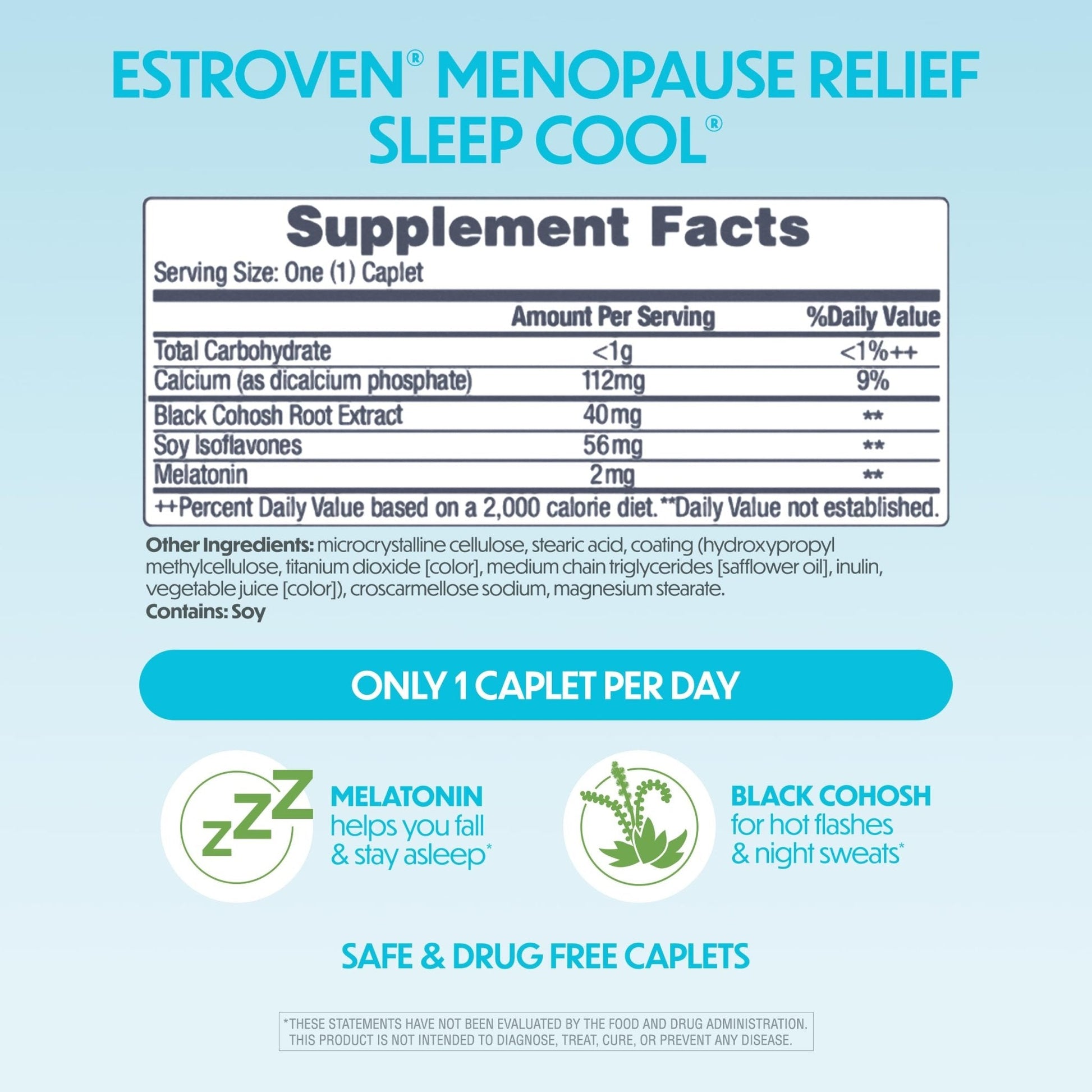 Estroven Sleep Cool for Menopause Relief, 30 Ct, Sleep Support Supplement With Clinically Proven Ingredients to Relieve Menopause Symptoms plus Night Sweats & Hot Flash Relief, Drug-No & Gluten-No - Maple Wellness Supplements