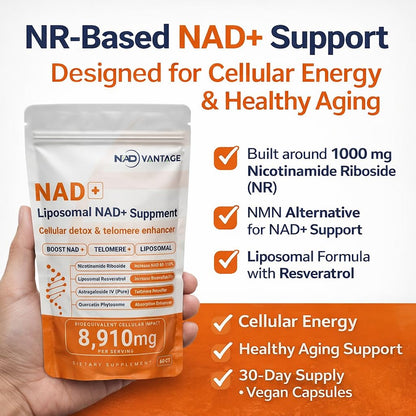 Eternaroot NAD+ 5D Matrix - High Potency NAD Precursor - 1000mg Nicotinamide Riboside (NR) + Liposomal Resveratrol - Clean Vegan Formula - Cellular Energy & Immune Support - Maple Wellness Supplements