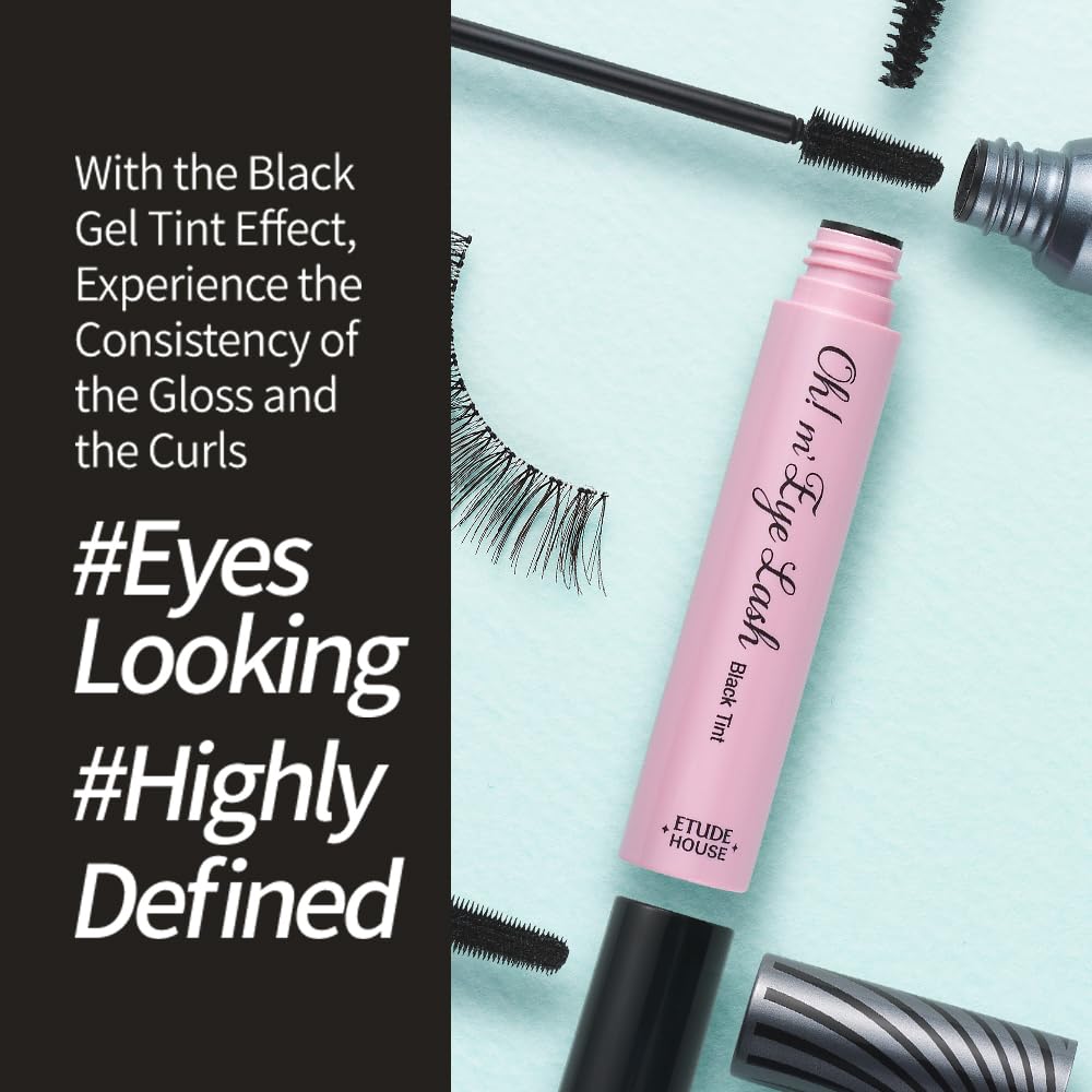 ETUDE Oh M'Eye Lash Black Tint Mascara – Natural Glossy Effect with Long Lasting Strong Curl System, Volume Enhancing, Smudge-Free, Improved fixation and water resistance, Korean Makeup, Kbeauty - Maple Wellness Supplements