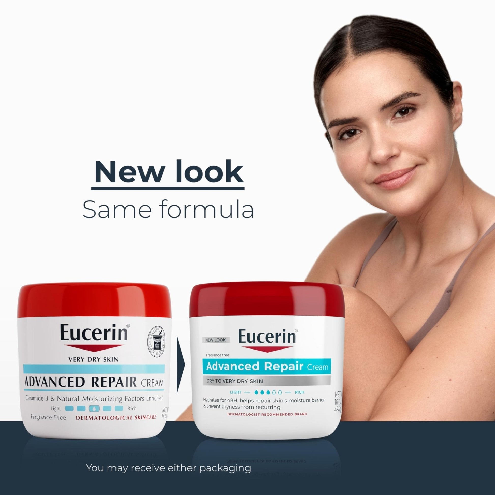 Eucerin Advanced Repair Body Cream for Very Dry Skin, Fragrance Free Daily Body Moisturizer, 16 Oz Jar - Maple Wellness Supplements