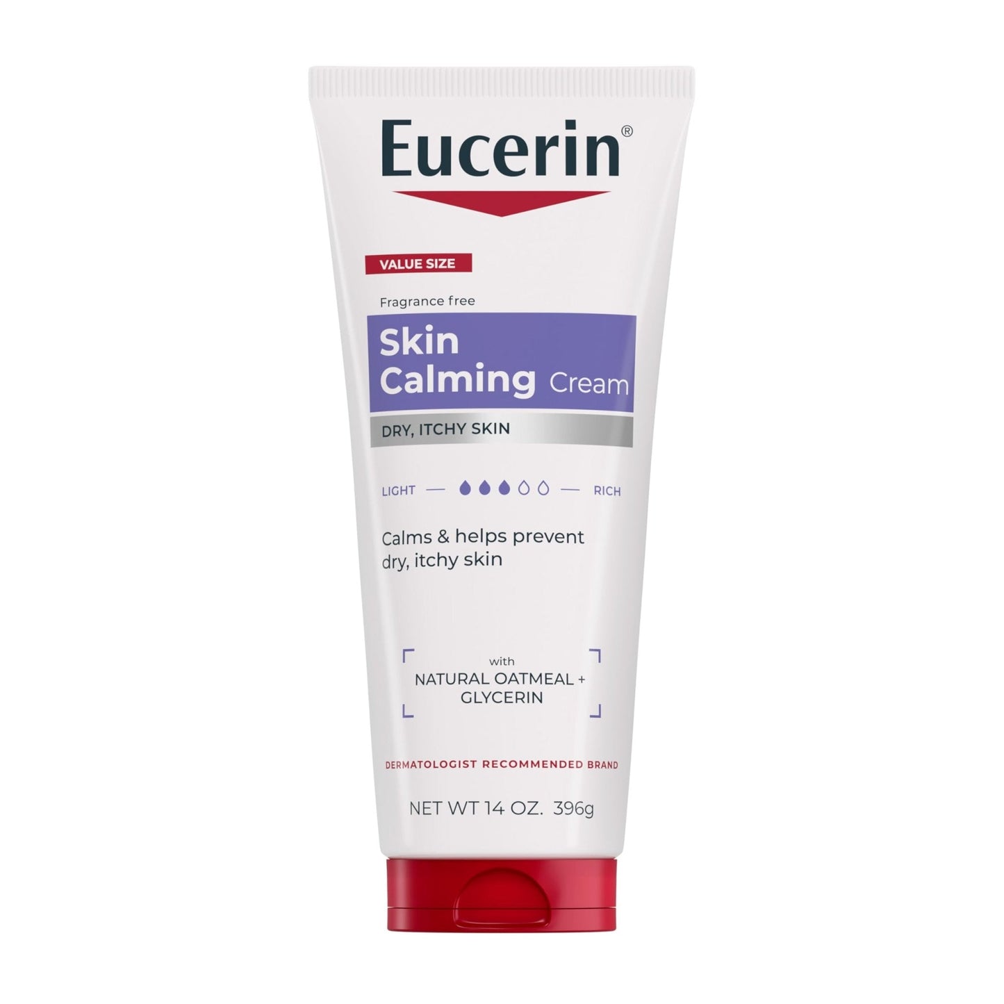 Eucerin Skin Calming Cream - Full Body Lotion for Dry, Itchy Skin, Natural Oatmeal Enriched - 14 oz. Tube - Maple Wellness Supplements