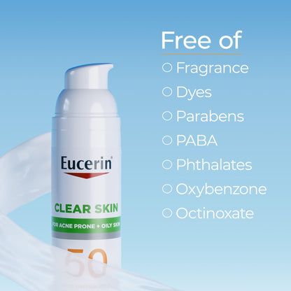 Eucerin Sun Clear Skin Face Sunscreen Lotion SPF 50 for Acne Prone and Oily Skin, Lightweight Sunscreen with Oil-Absorbing Minerals - Maple Wellness Supplements