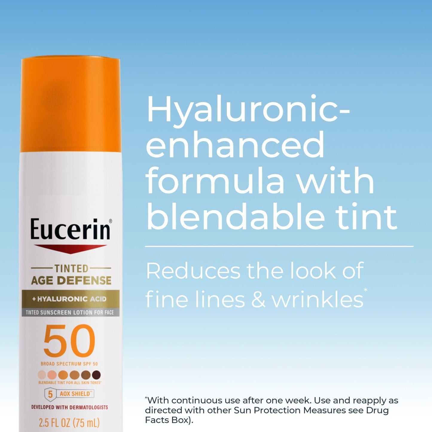 Eucerin Sun Tinted Age Defense Face Sunscreen Lotion SPF 50 with Hyaluronic Acid - Maple Wellness Supplements
