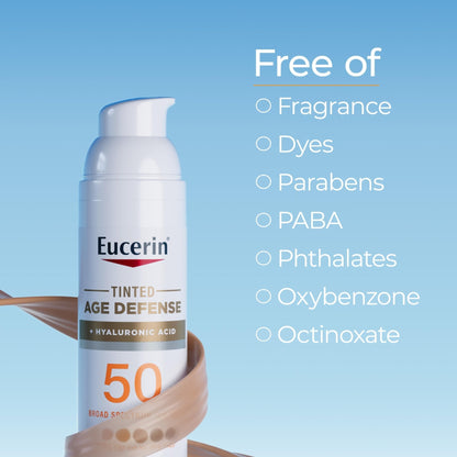 Eucerin Sun Tinted Age Defense Face Sunscreen Lotion SPF 50 with Hyaluronic Acid - Maple Wellness Supplements