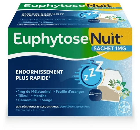 Euphytose Nuit Infusion: Sleep Aid with Melatonin & Herbs 20 Sachets - Maple Wellness Supplements