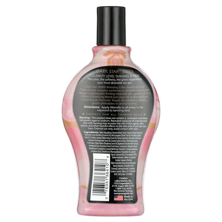 European Gold Dark Star 5000X Indoor Tanning Lotion for Tanning beds, 12 fl oz - Maple Wellness Supplements