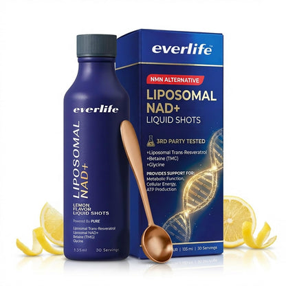 Everlife Liposomal NAD+ Liquid Supplement – 150mg Shot with Liposomal Trans-Resveratrol, TMG & Glycine – Boosts Energy, Cellular Repair, Healthy Aging & Longevity – NMNH Alternative – 30 Servings - Maple Wellness Supplements