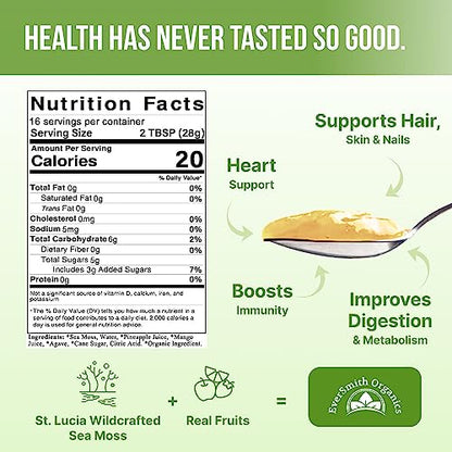 EverSmith Organics - Wildcrafted Irish Sea Moss Gel | Made in USA | Rich in Vitamins - Maple Wellness Supplements