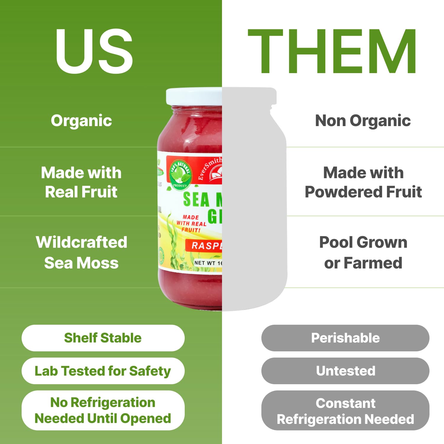 EverSmith Organics - Wildcrafted Irish Sea Moss Gel | Made in USA | Rich in Vitamins - Maple Wellness Supplements