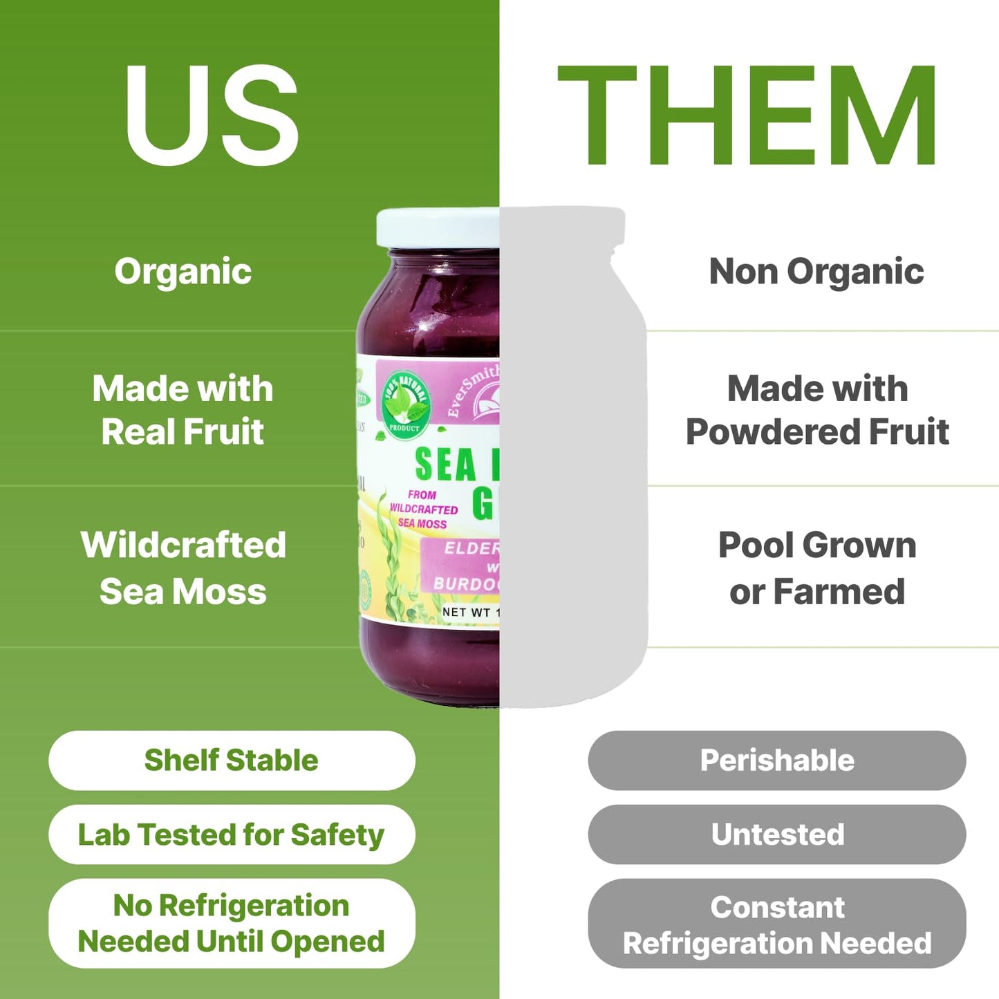 EverSmith Organics - Wildcrafted Irish Sea Moss Gel | Made in USA | Rich in Vitamins - Maple Wellness Supplements