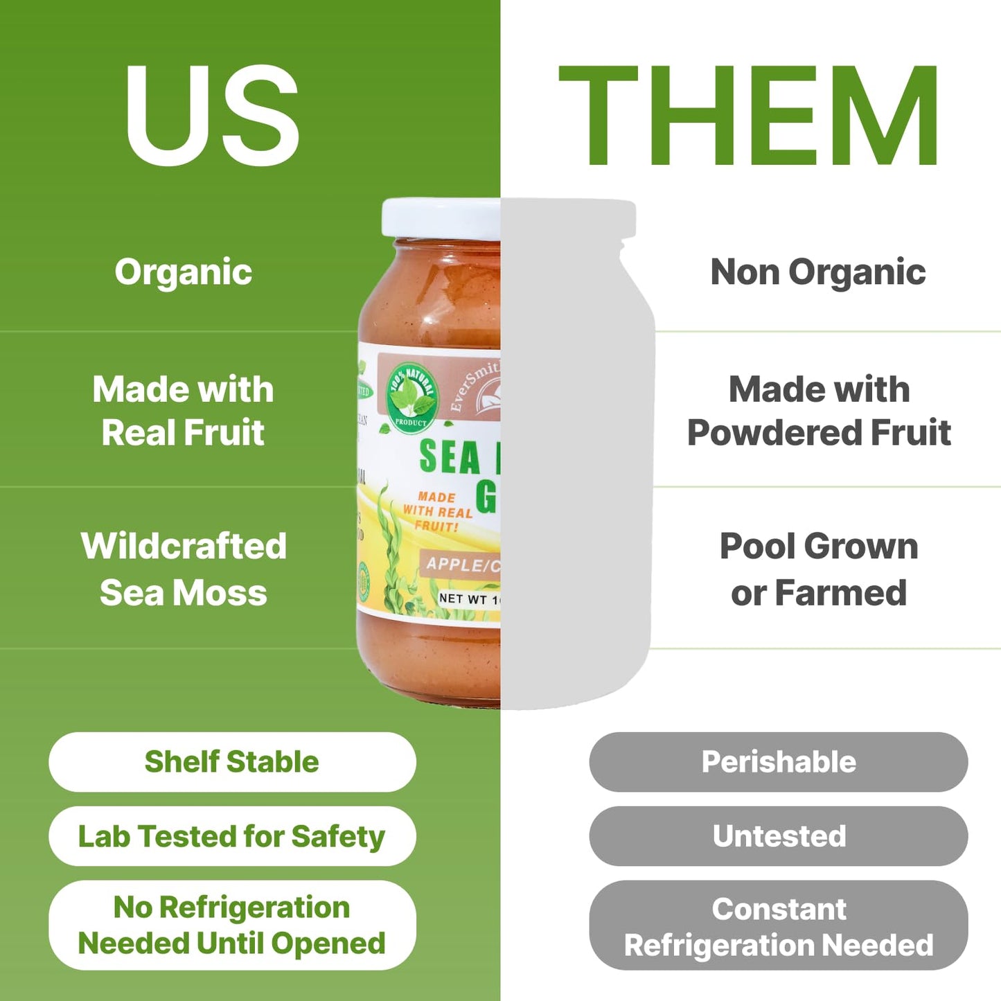 EverSmith Organics - Wildcrafted Irish Sea Moss Gel | Made in USA | Rich in Vitamins - Maple Wellness Supplements