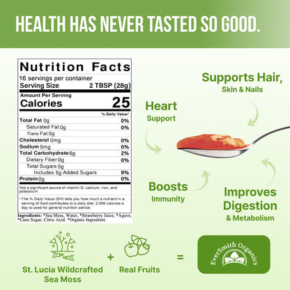 EverSmith Organics - Wildcrafted Irish Sea Moss Gel | Made in USA | Rich in Vitamins - Maple Wellness Supplements