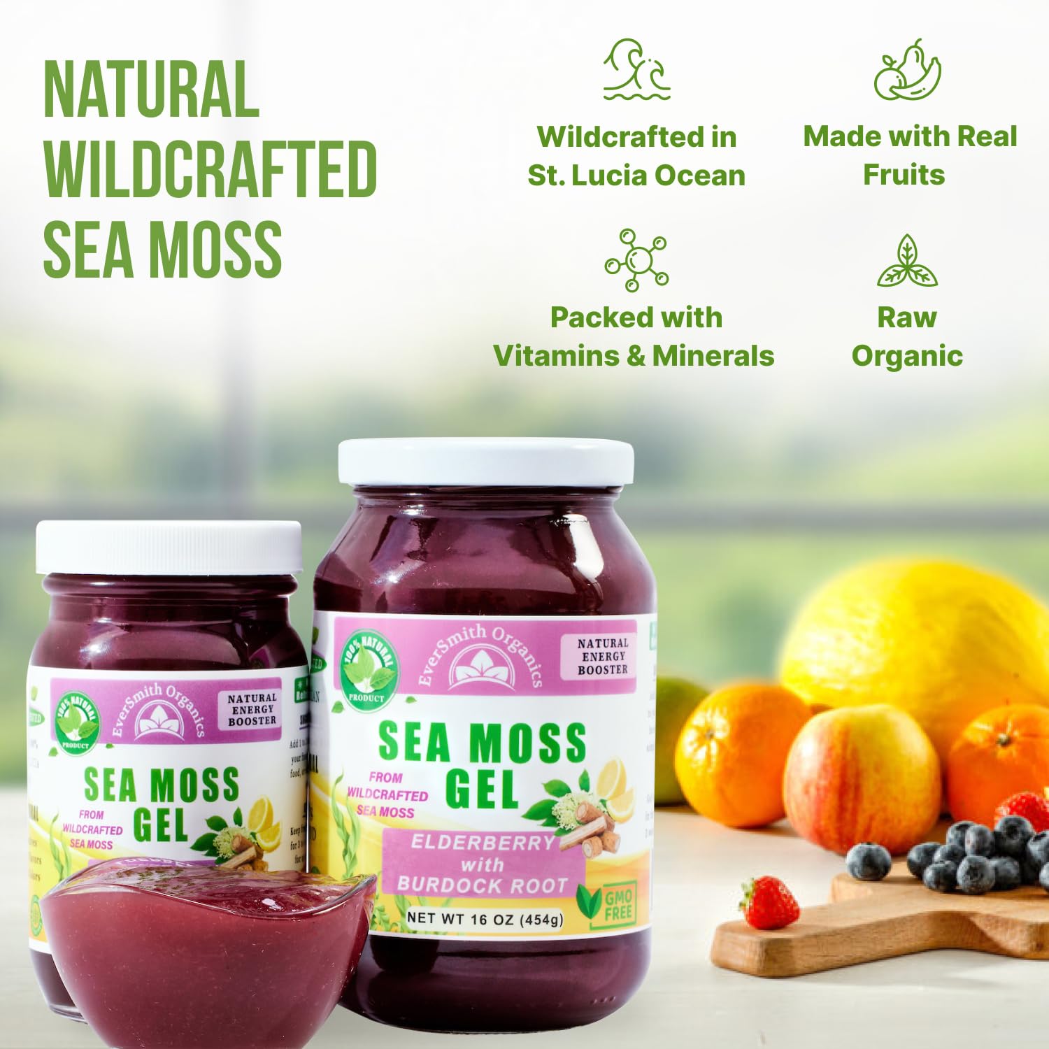EverSmith Organics - Wildcrafted Irish Sea Moss Gel | Made in USA | Rich in Vitamins - Maple Wellness Supplements