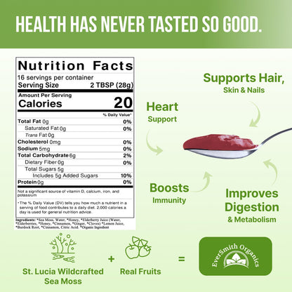 EverSmith Organics - Wildcrafted Irish Sea Moss Gel | Made in USA | Rich in Vitamins - Maple Wellness Supplements