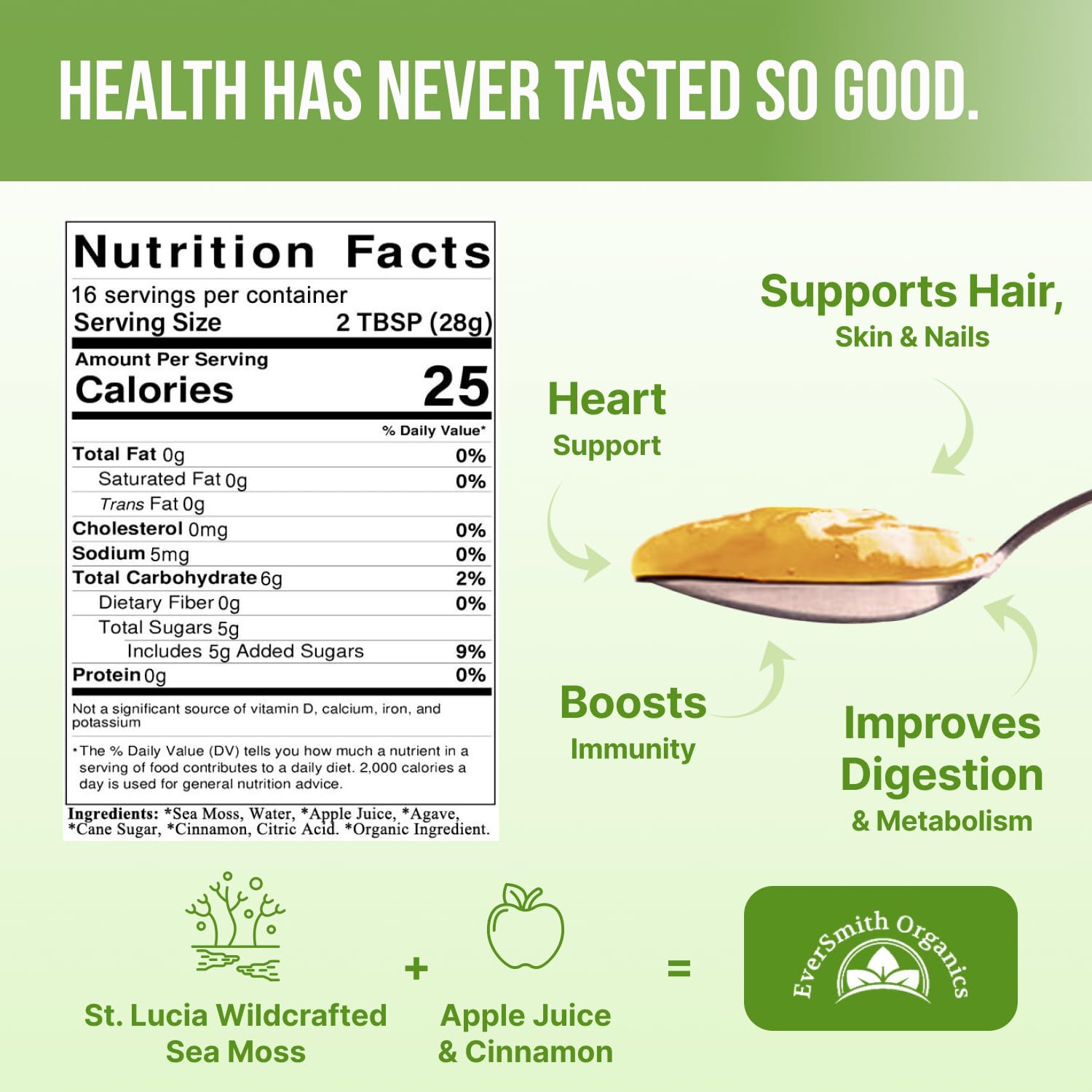 EverSmith Organics - Wildcrafted Irish Sea Moss Gel | Made in USA | Rich in Vitamins - Maple Wellness Supplements