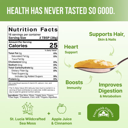 EverSmith Organics - Wildcrafted Irish Sea Moss Gel | Made in USA | Rich in Vitamins - Maple Wellness Supplements