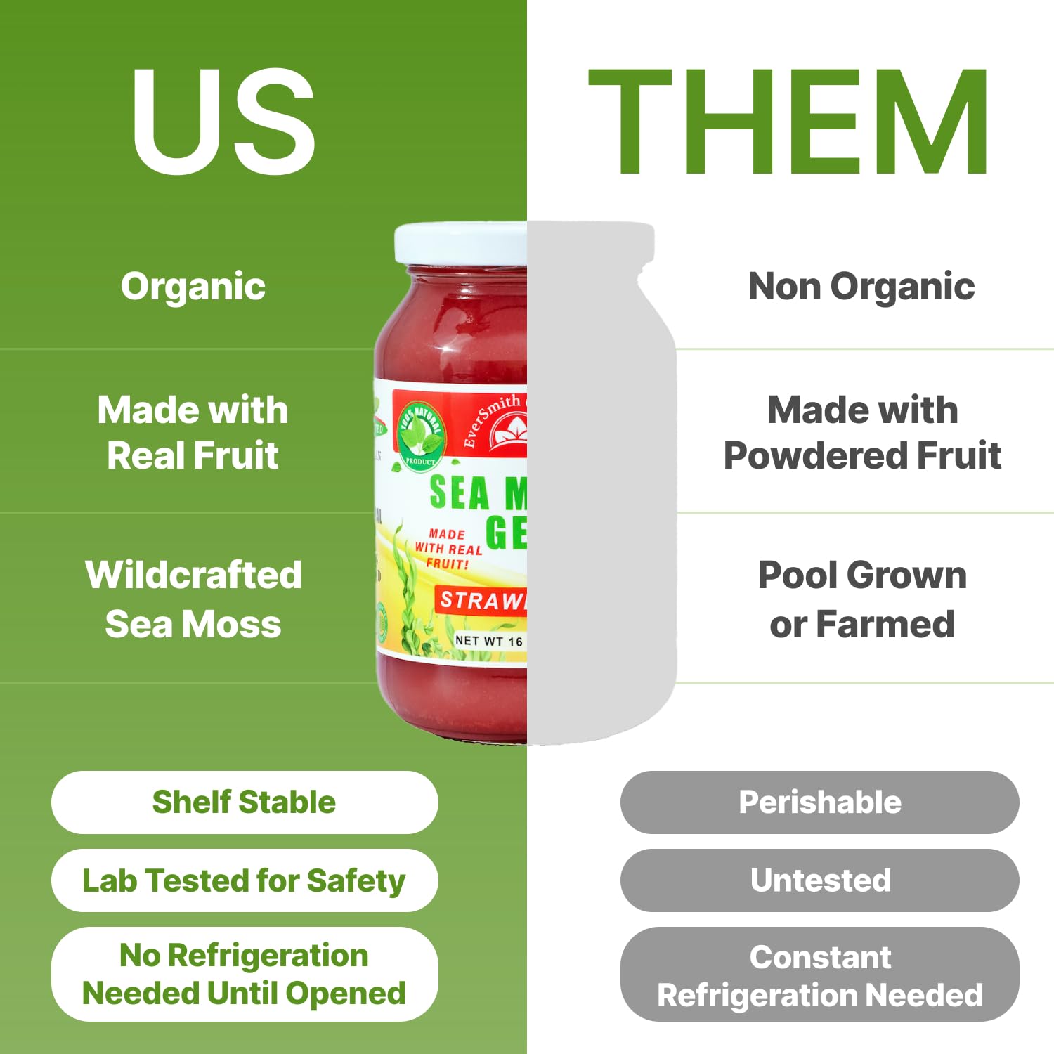 EverSmith Organics - Wildcrafted Irish Sea Moss Gel | Made in USA | Rich in Vitamins - Maple Wellness Supplements