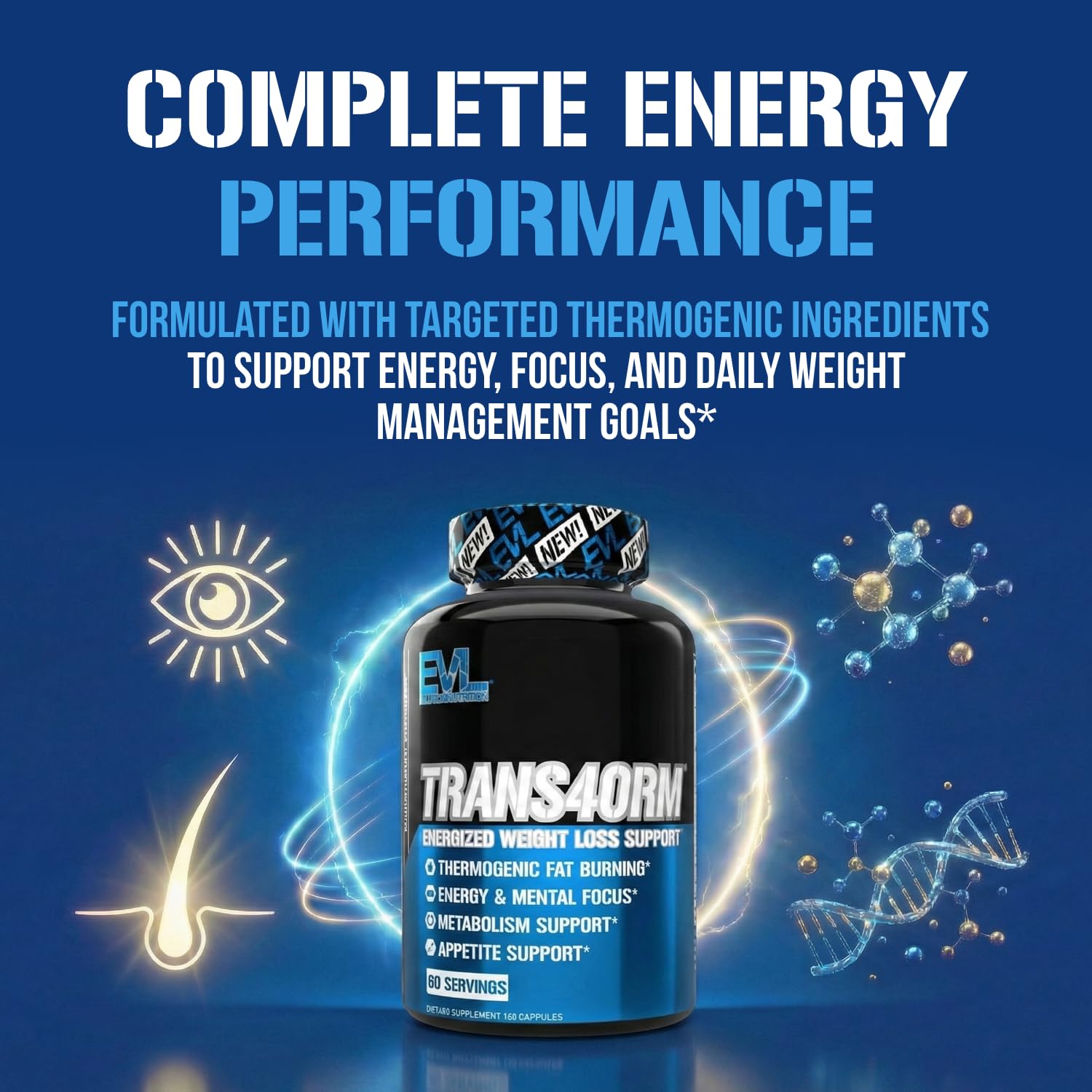 EVL Thermogenic Fat Burner Support - Fast Acting Weight Loss Energy and Appetite Support - Trans4orm Green Tea Supplement - Maple Wellness Supplements