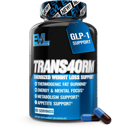 EVL Thermogenic Fat Burner Support - Fast Acting Weight Loss Energy and Appetite Support - Trans4orm Green Tea Supplement - Maple Wellness Supplements