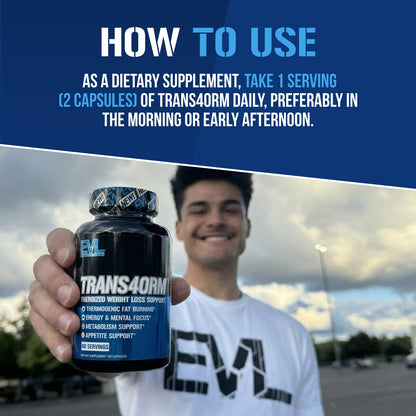 EVL Thermogenic Fat Burner Support - Fast Acting Weight Loss Energy and Appetite Support - Trans4orm Green Tea Supplement - Maple Wellness Supplements
