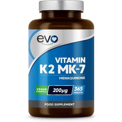 EVO NUTRITION Vitamin K2 MK-7 200mcg | 365 Vegetarian and Vegan Tablets - Maple Wellness Supplements