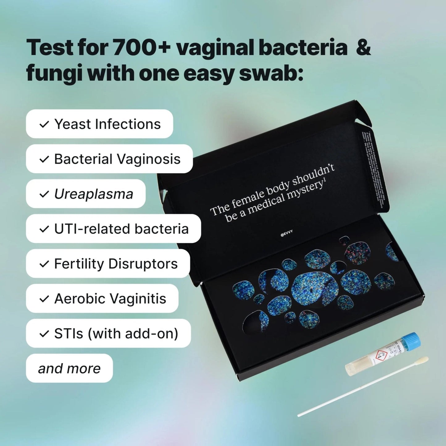 Evvy Vaginal Health Test | at-Home Microbiome Test for BV, Yeast Infection, Ureaplasma & More | Discreet Results in 7–10 Days | Clinician-Reviewed Report & Rx Options - Maple Wellness Supplements