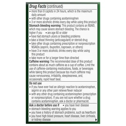 Excedrin Extra Strength Caplets for Headache Pain Relief, Acetaminophen 250mg, Aspirin 250mg, Caffeine 65mg, Pain Reliever, 24 count - Maple Wellness Supplements