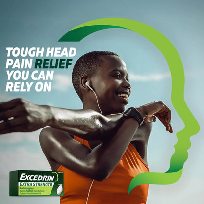Excedrin Extra Strength Caplets for Headache Pain Relief, Acetaminophen 250mg, Aspirin 250mg, Caffeine 65mg, Pain Reliever, 24 count - Maple Wellness Supplements