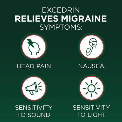 Excedrin Migraine Relief Caplets for Migraine Symptoms, Acetaminophen 250mg, Aspirin 250mg, Caffeine 65mg, Pain Reliever, 100 Count - Maple Wellness Supplements