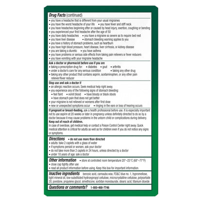 Excedrin Migraine Relief Caplets to Alleviate Migraine Symptoms - 200 Count - Maple Wellness Supplements